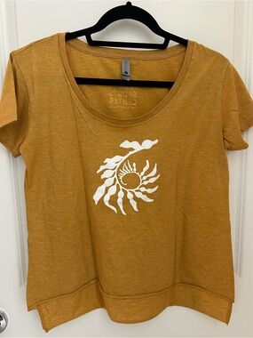 Next Level Apparel Mustard Short Sleeve Tee with White Sunburst Graphic